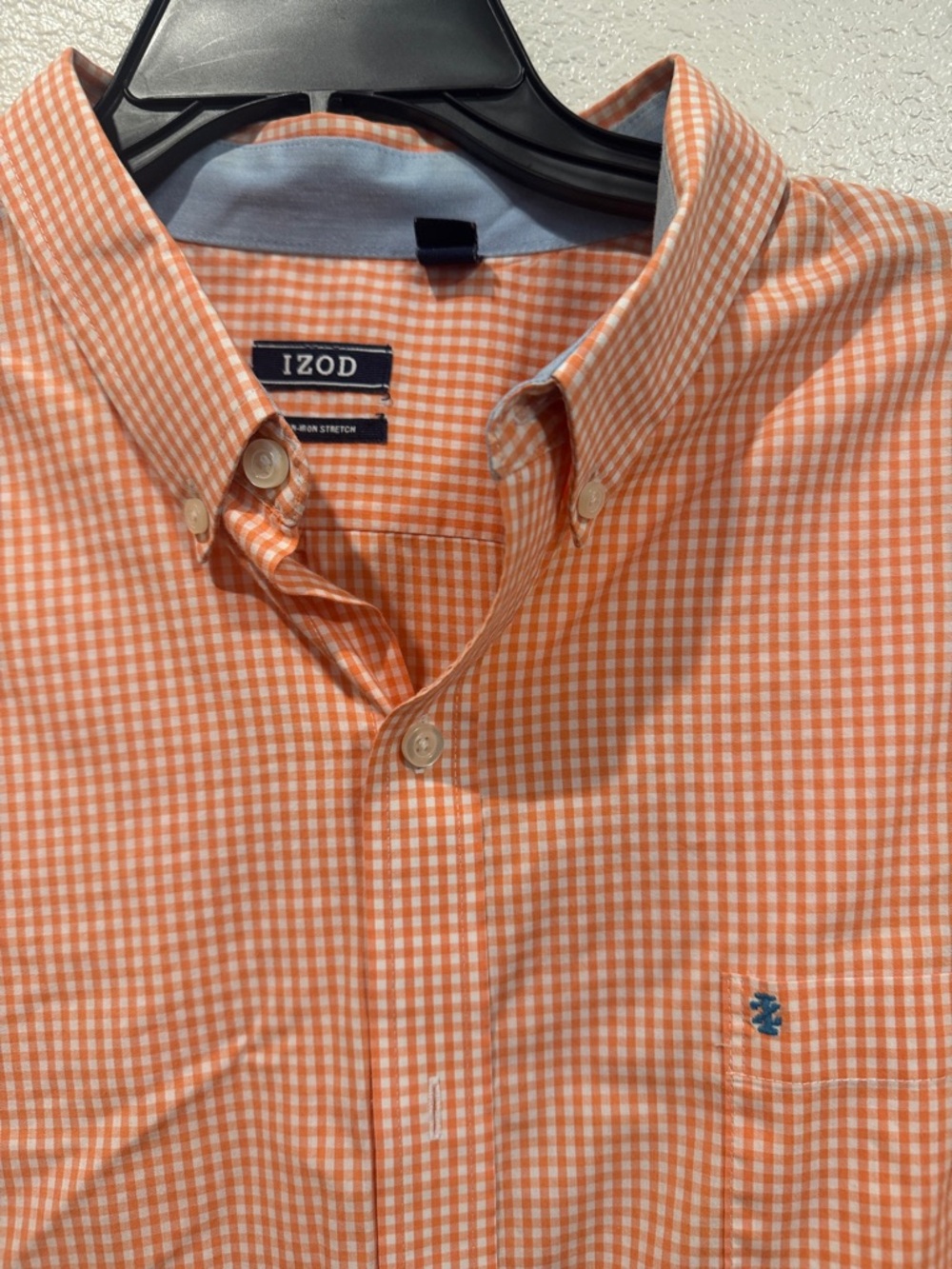 Izod Orange and White Gingham Button-Down Shirt